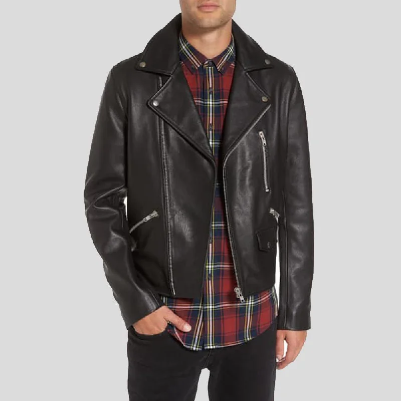 Caden Black Biker Leather Jacket