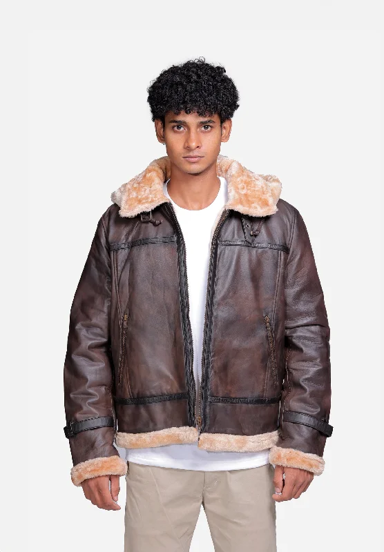 Delaney B3 Brown Leather Bomber Jacket