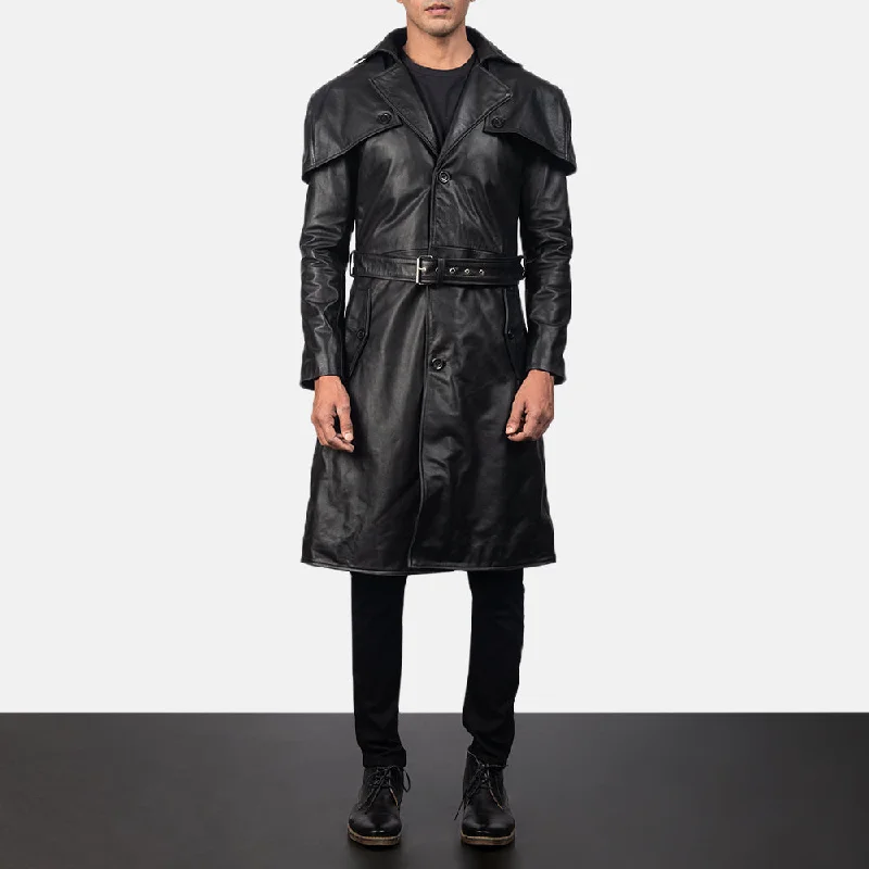 Deux Black Leather Duster