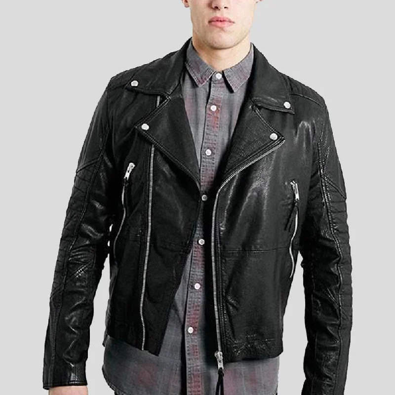 Save more with our buy-more, save-more deals on men’s fashion. Frankie Black Biker Leather Jacket Save more with our buy-more, save-more deals on men’s fashion. Frankie Black Biker Leather Jacket