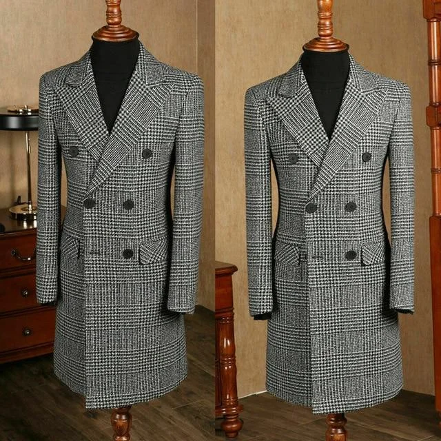 Houndstooth Winter Coat For Men