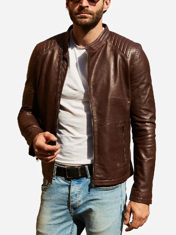 Jackson Casual Brown Leather Motorcycle Jacket