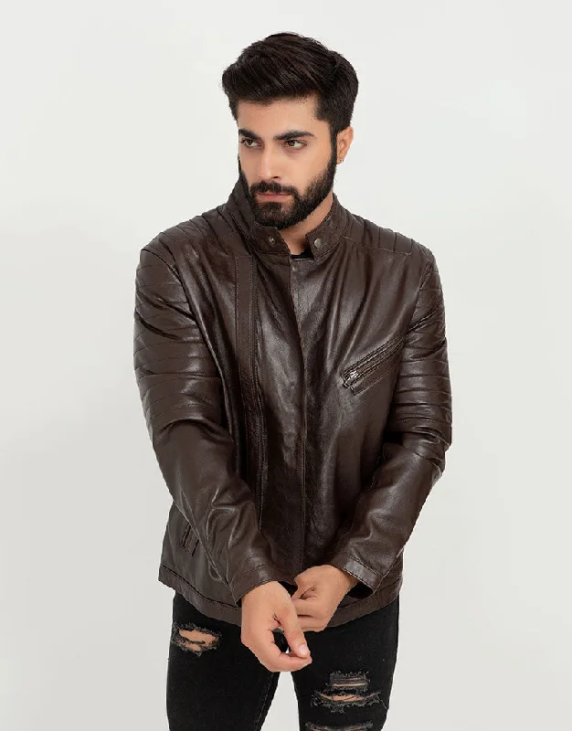 Landon Brown Quilted Biker Leather Jacket