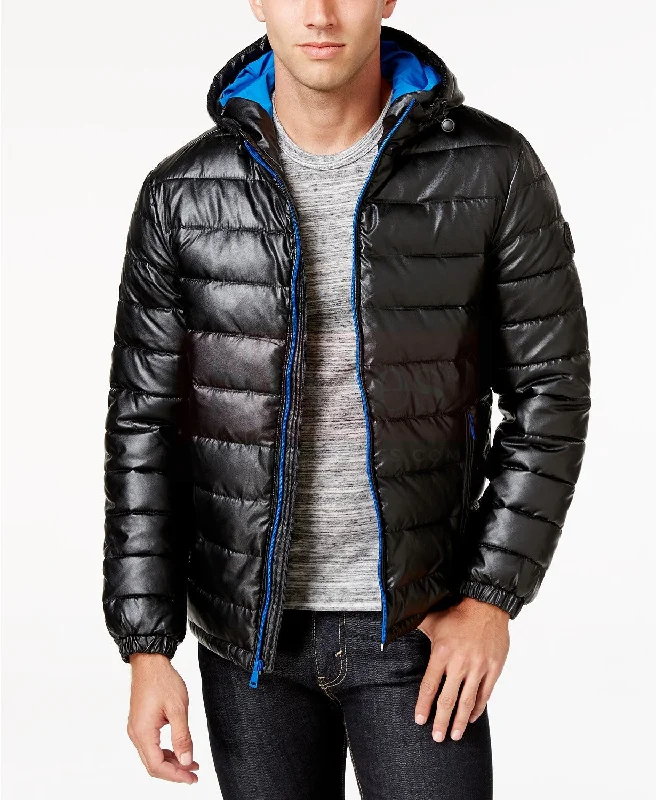 Leather Puffer Coat