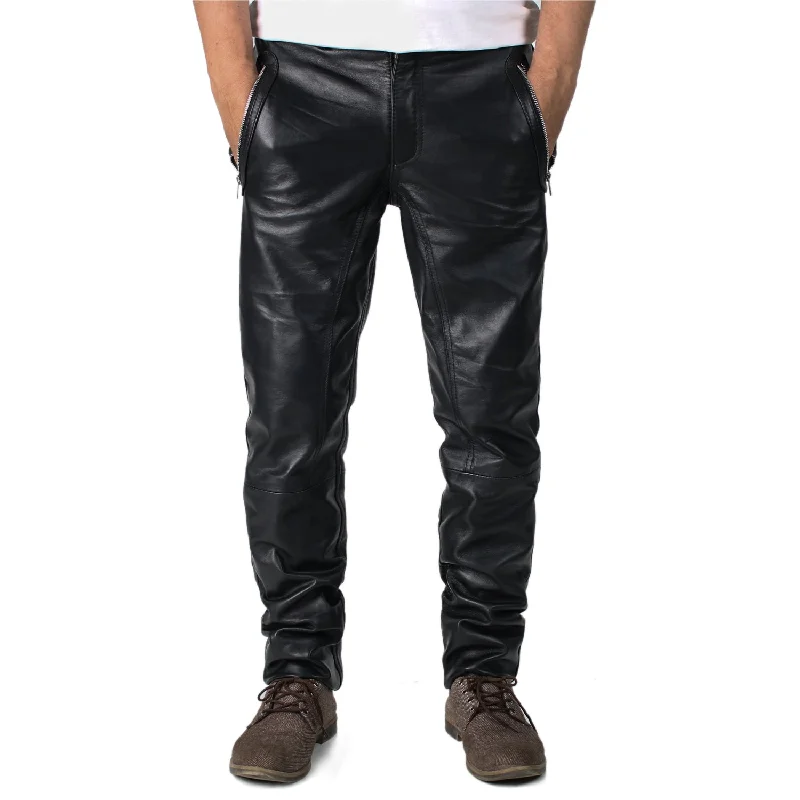 Men's Classic Straight Leg Leather Pants