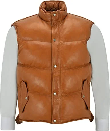 Men’s Lamb Puffer Leather Waistcoat