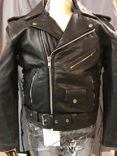 Men's Long Back Leather Motorcycle Jacket 8118