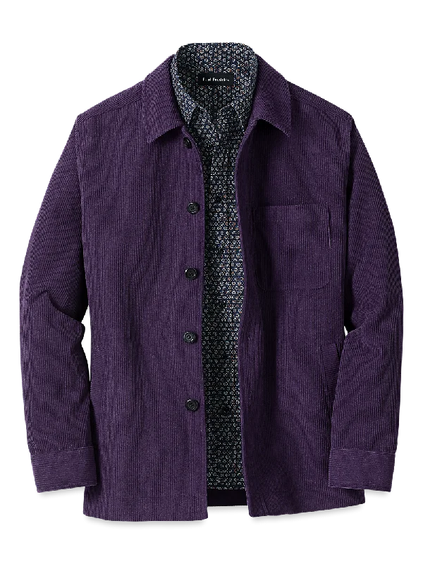 Microfiber Corduroy Shirt Jacket - Purple