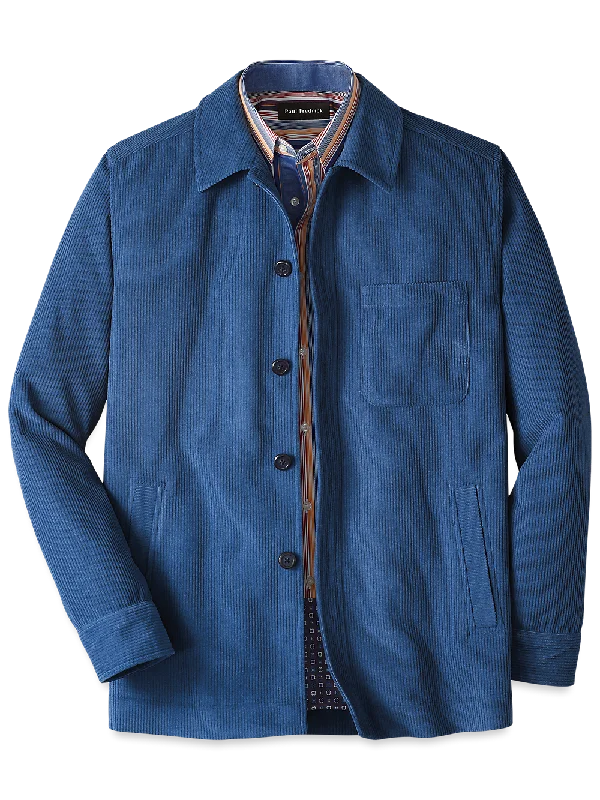 Save up to 60% on new arrivals in clothing – Shop now!  Microfiber Corduroy Shirt Jacket - Blue
