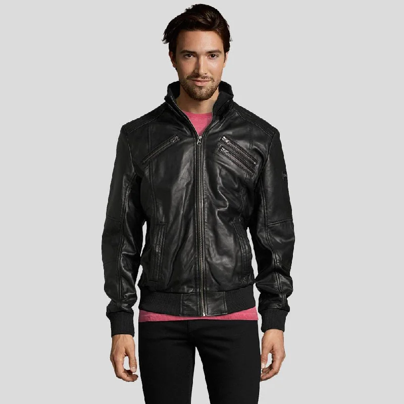 Save big on men’s casual wear – today only!  Mike Black Bomber Leather Jacket