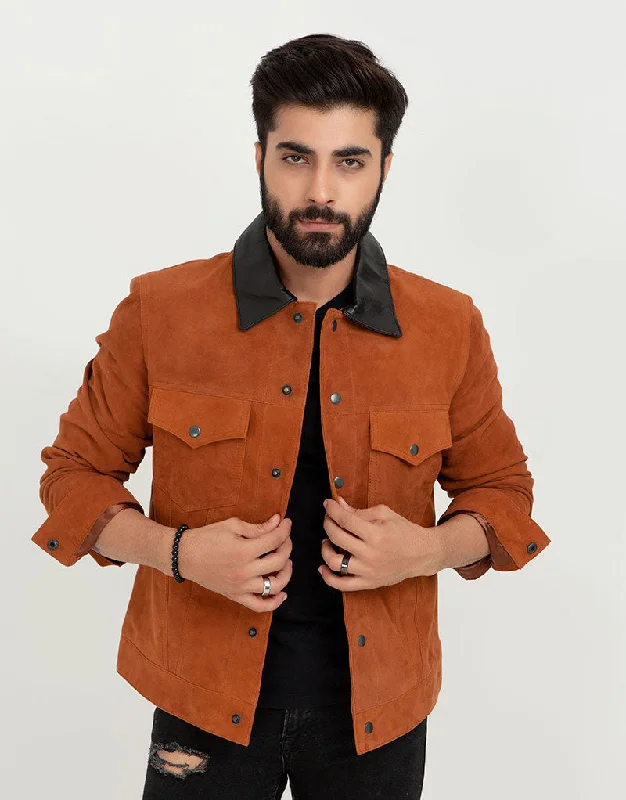 Nolan Brown Suede Shirt Leather Jacket