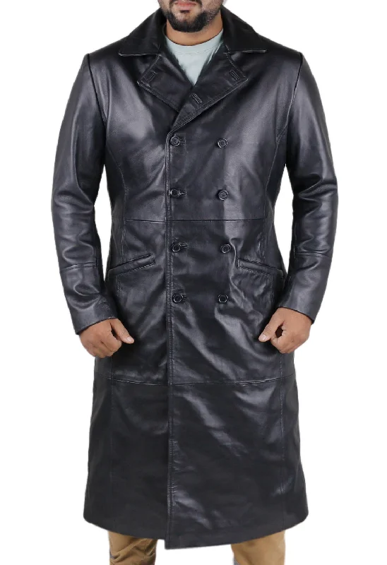 Oryth Classic Men's Winter Leather Chesterfield Coat