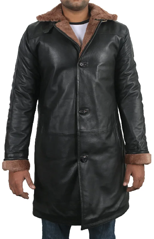 Rhynor Shearling Aviator Leather Coat