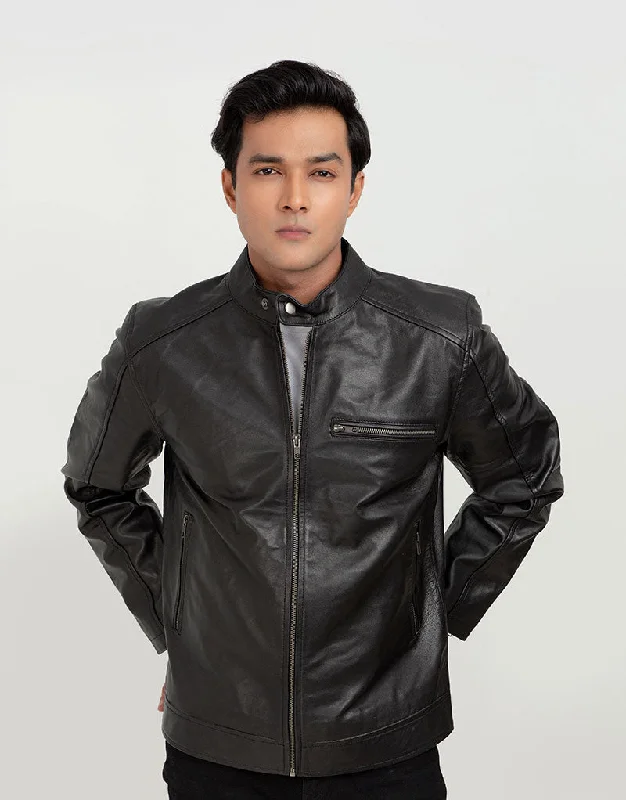 Ryerson Black Leather Biker Jacket