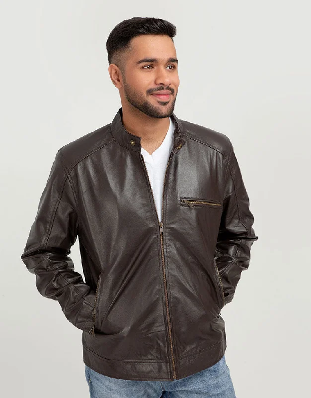 Ryerson Brown Leather Biker Jacket