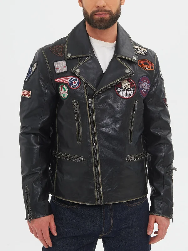 Look sharp without breaking the bank – men’s clothing sale now! Sentinel Black Leather Jacket With Patches Look sharp without breaking the bank – men’s clothing sale now! Sentinel Black Leather Jacket With Patches