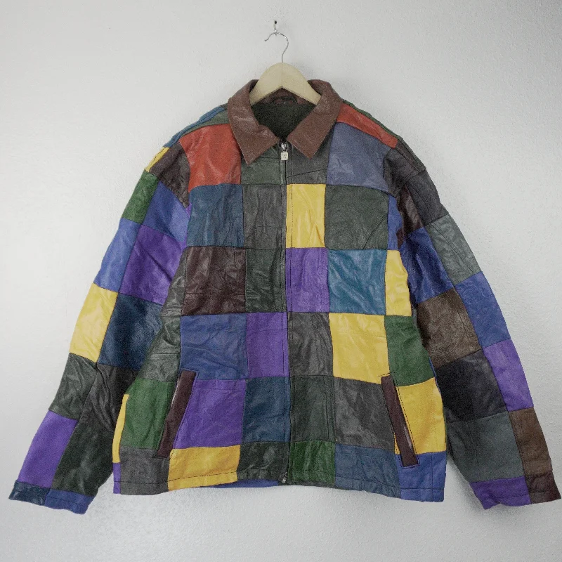 Leather Jacket Size L Multicolor Patchwork