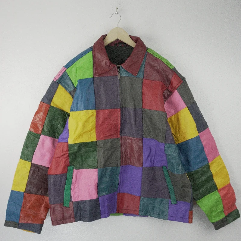 Shop smart, save big – men’s clothing sale on now! Leather Jacket Size L Multicolor Patchwork Shop smart, save big – men’s clothing sale on now! Leather Jacket Size L Multicolor Patchwork