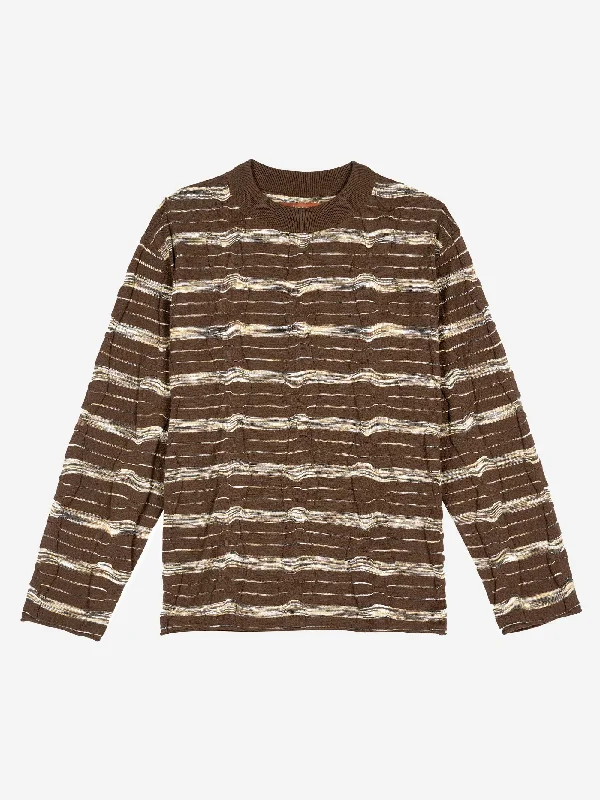 Brain Dead Space Dye Long Sleeve Mock Neck Sweater-Brown