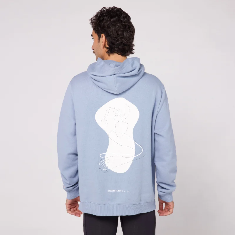 The Cotton Fleece Abstract Thinker Hoodie - Unisex, Smokey Blue