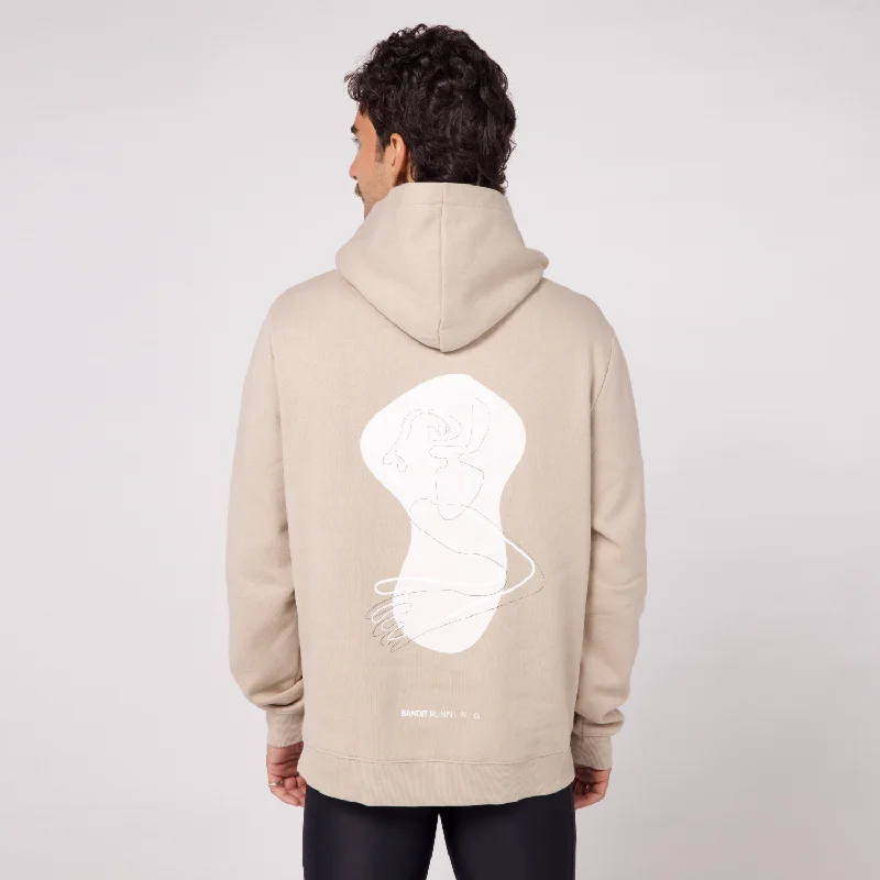 The Cotton Fleece Abstract Thinker Hoodie - Unisex, Stone