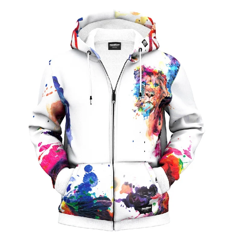 Colorful Lion Zip Up Hoodie