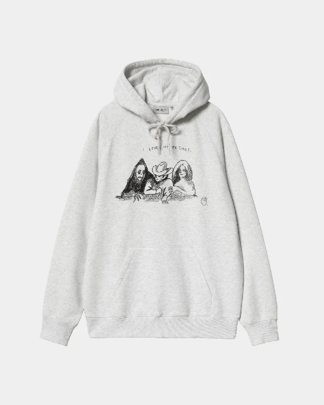 Hooded Pepe Friends Sweatshirt | Ash Heather / Black