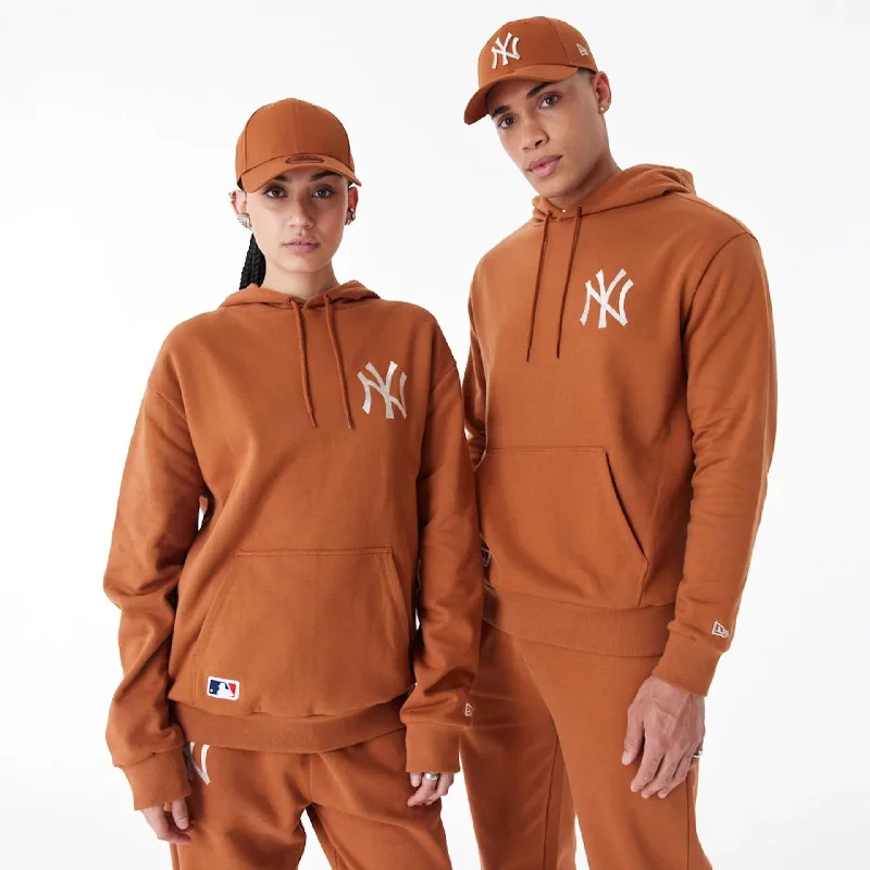 New York Yankees League Essential Brown Oversized Pullover Hoodie