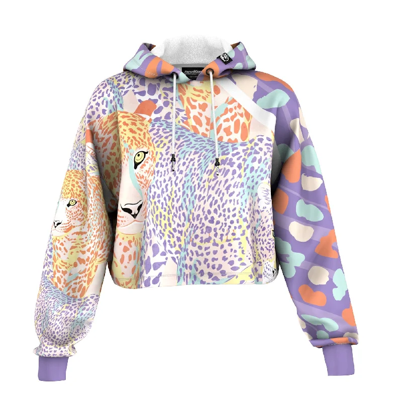 Pastel Leopard Cropped Hoodie