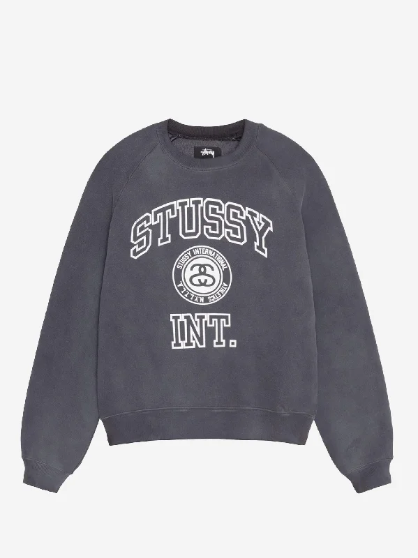 Stussy Overlock Varsity Raglan Crew - Washed Black