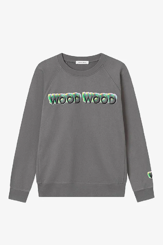 Wood Wood Hester Logo Sweat - Granite Grey